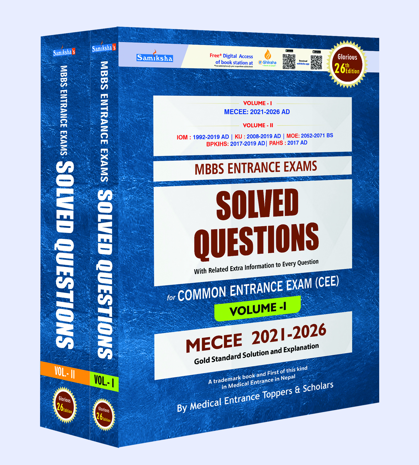 Samiksha's MBBS Entrance Exams SOLVED QUESTIONS (3 Vol Set )